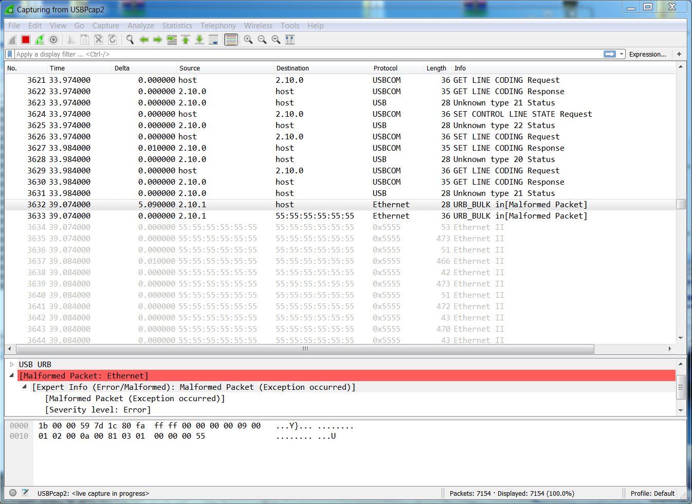 Libmaple F1 against HyperTerminal.JPG