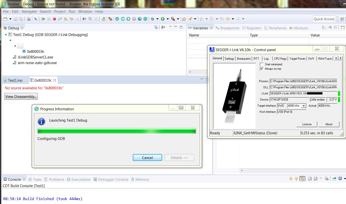 Sloeber V4 nighty snd Segger Jlink issue.JPG